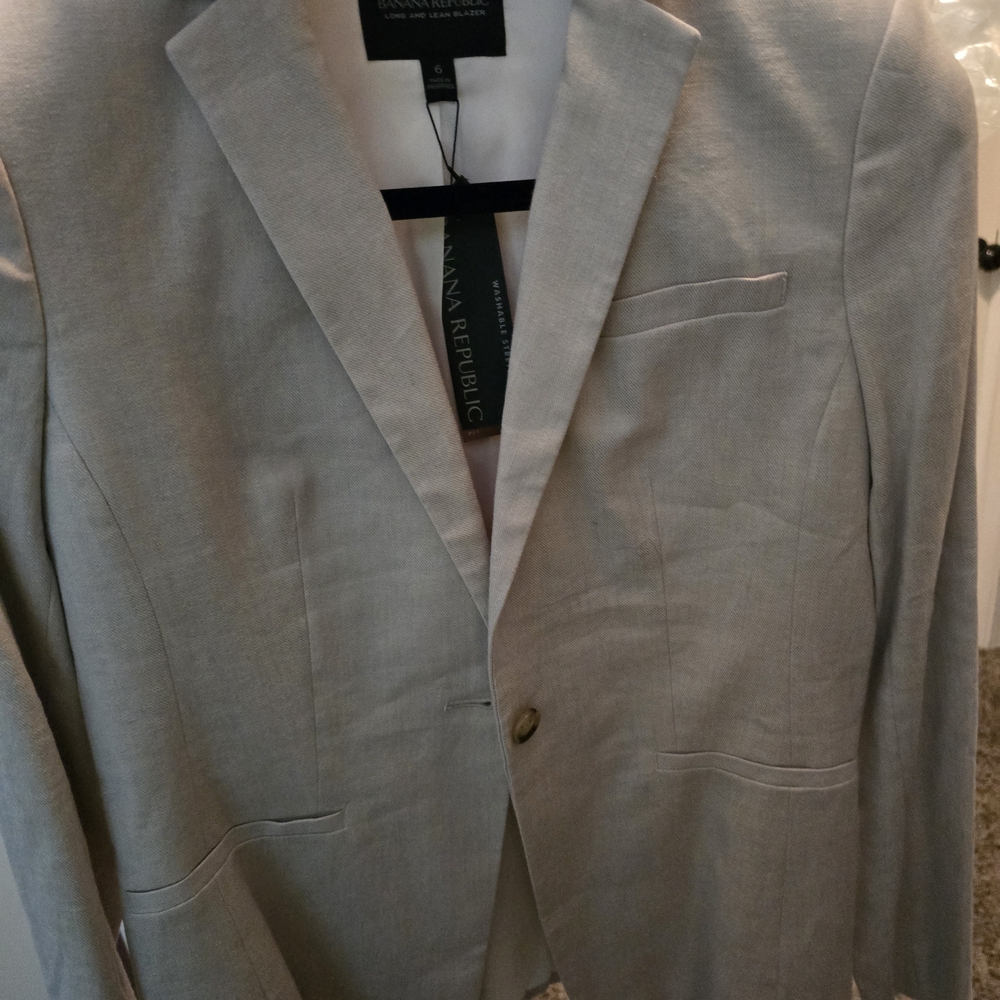 Banana Republic Light Gray Women's Single-Button Blazer